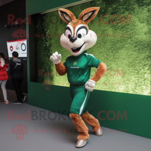 Forest Green Gazelle mascot costume character dressed with a Joggers and Smartwatches