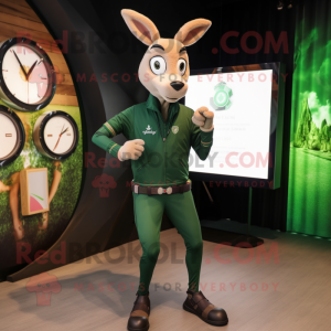 Forest Green Gazelle mascot costume character dressed with a Joggers and Smartwatches