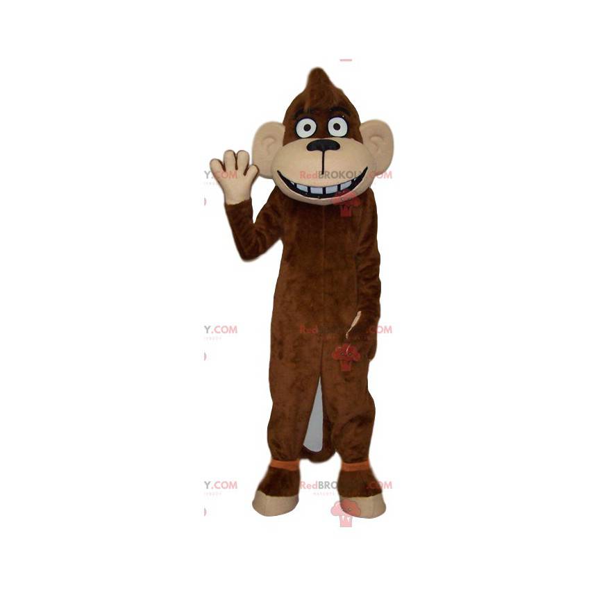 Mascote engraçado macaco marrom. Fantasia de macaco -