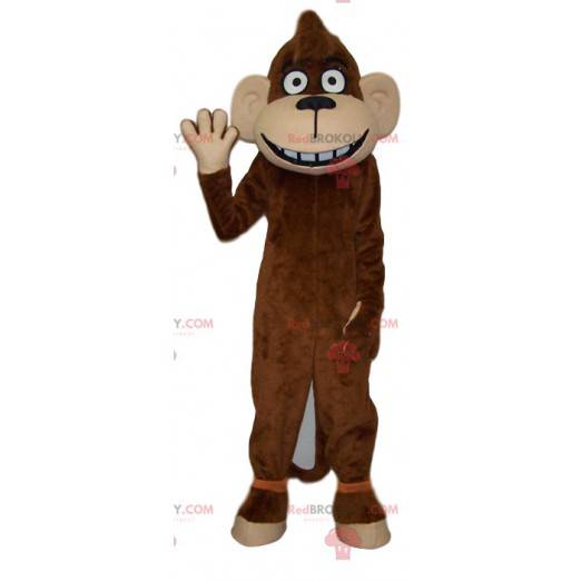 Rolig brun apa maskot. Monkey kostym - Redbrokoly.com