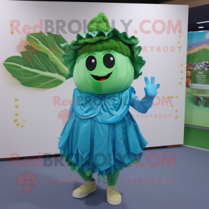 Cyan Cabbage maskot kostume...