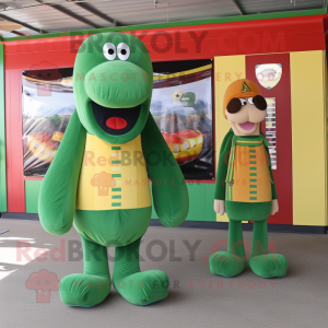 Grøn Hot Dog maskot kostume...