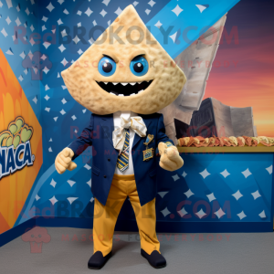 Navy Nachos mascot costume character dressed with a Blazer and Wraps