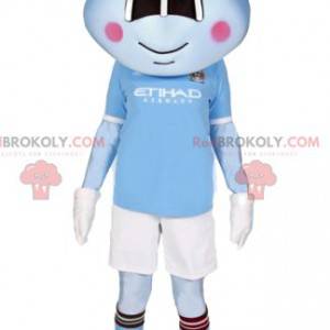 Kleine blauwe alien mascotte in sportkleding - Redbrokoly.com