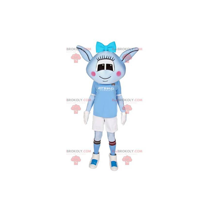 Mascot little blue alien in sportswear - Redbrokoly.com