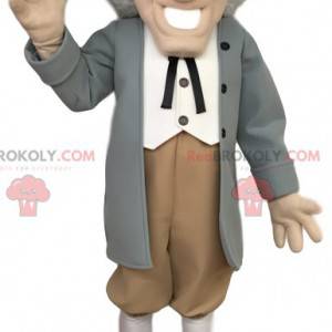 Elegantní starší muž maskot s šedým kloboukem - Redbrokoly.com