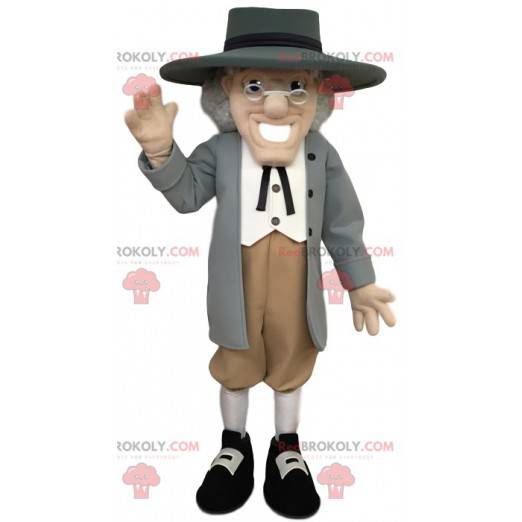 Mascot elegant elderly man with a gray hat - Redbrokoly.com