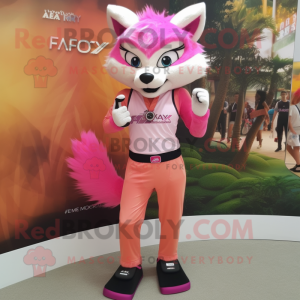Pink Fox maskot kostume...