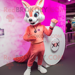 Pink Fox maskot drakt figur...