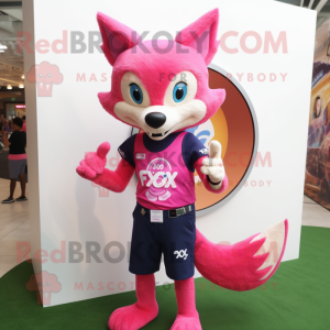 Pink Fox maskot kostume...