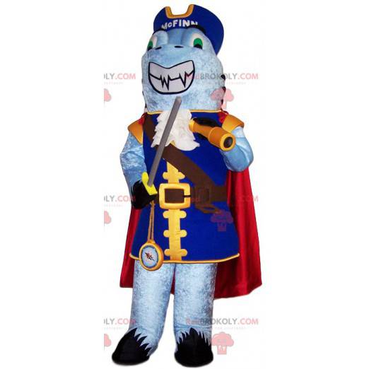 Mascota de tiburón vestida de pirata. Disfraz de tiburon -