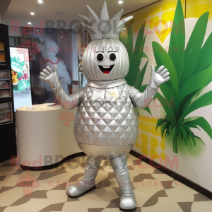 Silver Pineapple mascot costume character dressed with a Bodysuit and Cummerbunds