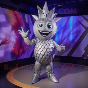 Silver Pineapple mascot costume character dressed with a Bodysuit and Cummerbunds