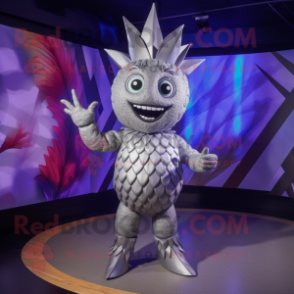 Silver Pineapple mascot costume character dressed with a Bodysuit and Cummerbunds