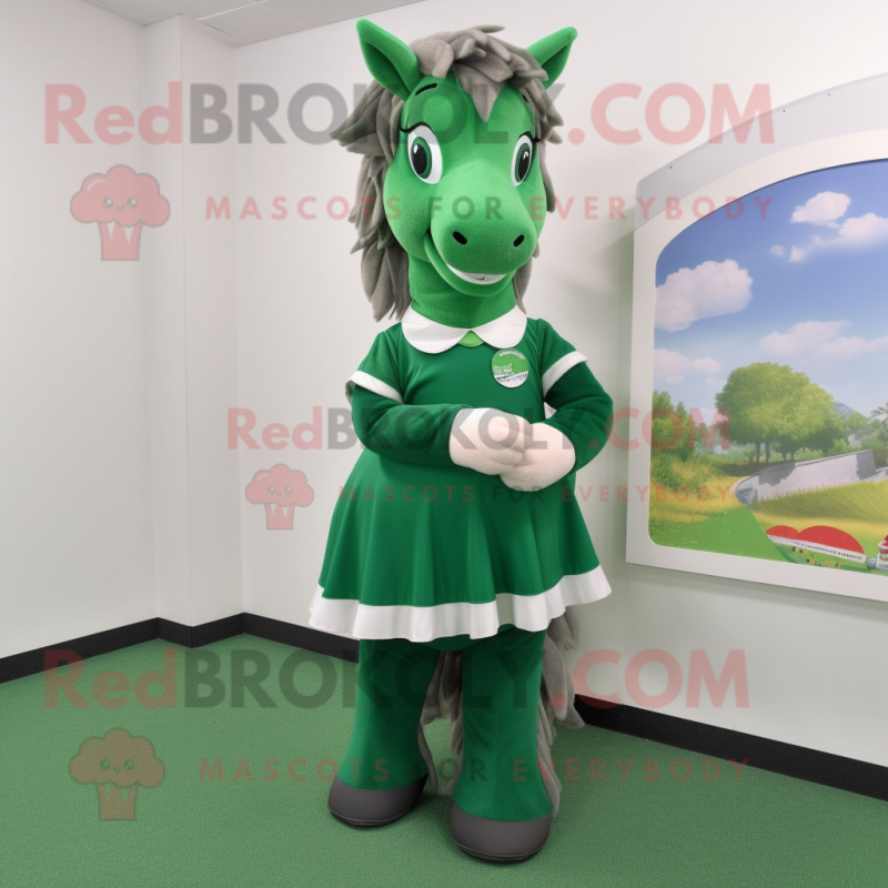 Forest Green Mare mascot costume character dressed with a A-Line Skirt and Cummerbunds Forest Green Mare mascot costume character dressed with a A-Line Skirt and Cummerbunds