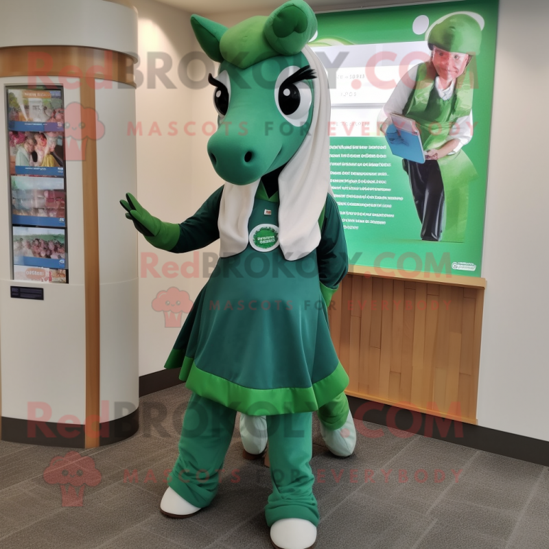 Forest Green Mare mascot costume character dressed with a A-Line Skirt and Cummerbunds Forest Green Mare mascot costume character dressed with a A-Line Skirt and Cummerbunds
