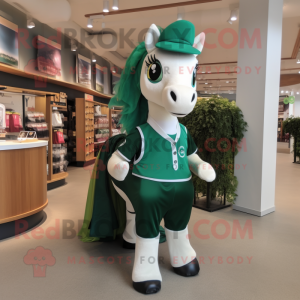 Forest Green Mare mascot costume character dressed with a A-Line Skirt and Cummerbunds