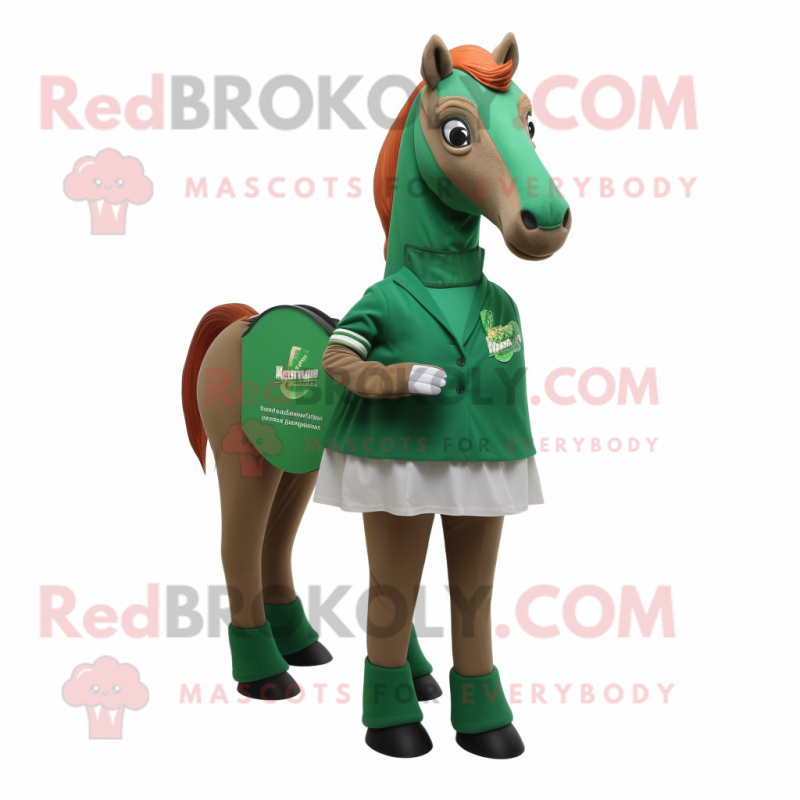 Forest Green Mare mascot costume character dressed with a A-Line Skirt and Cummerbunds Forest Green Mare mascot costume character dressed with a A-Line Skirt and Cummerbunds