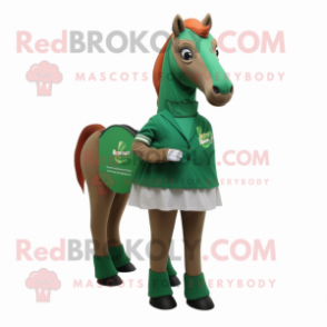 Forest Green Mare mascot costume character dressed with a A-Line Skirt and Cummerbunds