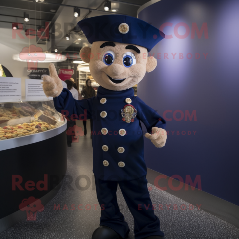 Navy Goulash mascot costume character dressed with a Bodysuit and Necklaces Navy Goulash mascot costume character dressed with a Bodysuit and Necklaces