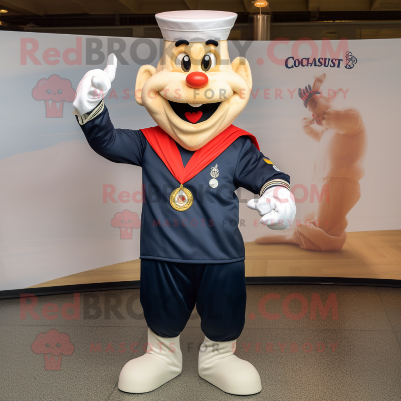 Navy Goulash mascot costume character dressed with a Bodysuit and Necklaces