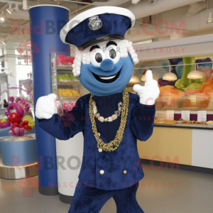 Navy Goulash mascot costume character dressed with a Bodysuit and Necklaces