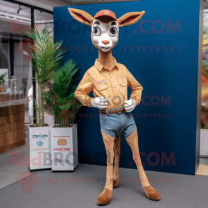 Tan Gazelle mascot costume character dressed with a Bootcut Jeans and Pocket squares