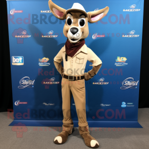 Tan Gazelle mascot costume character dressed with a Bootcut Jeans and Pocket squares