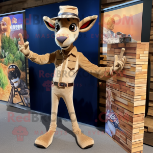 Tan Gazelle mascot costume character dressed with a Bootcut Jeans and Pocket squares