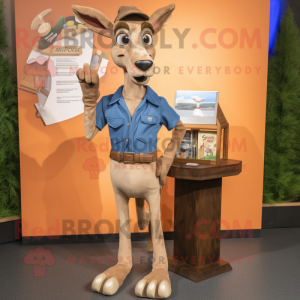 Tan Gazelle mascot costume character dressed with a Bootcut Jeans and Pocket squares