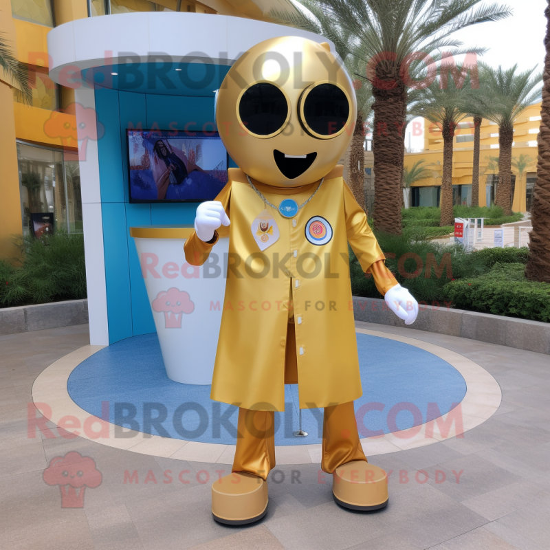 Gold Doctor mascot costume character dressed with a Shorts and Earrings