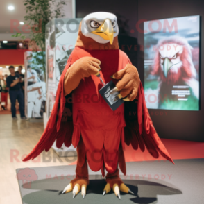 Red Bald Eagle mascot costume character dressed with a Wrap Skirt and Clutch bags