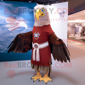 Red Bald Eagle mascot costume character dressed with a Wrap Skirt and Clutch bags