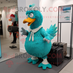 Teal Chicken maskot kostym...