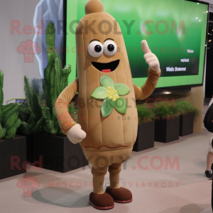 Brown Asparagus mascot costume character dressed with a Romper and Digital watches