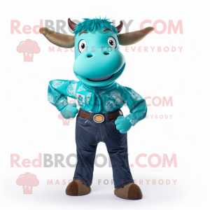 Turkos Bull maskot kostym...