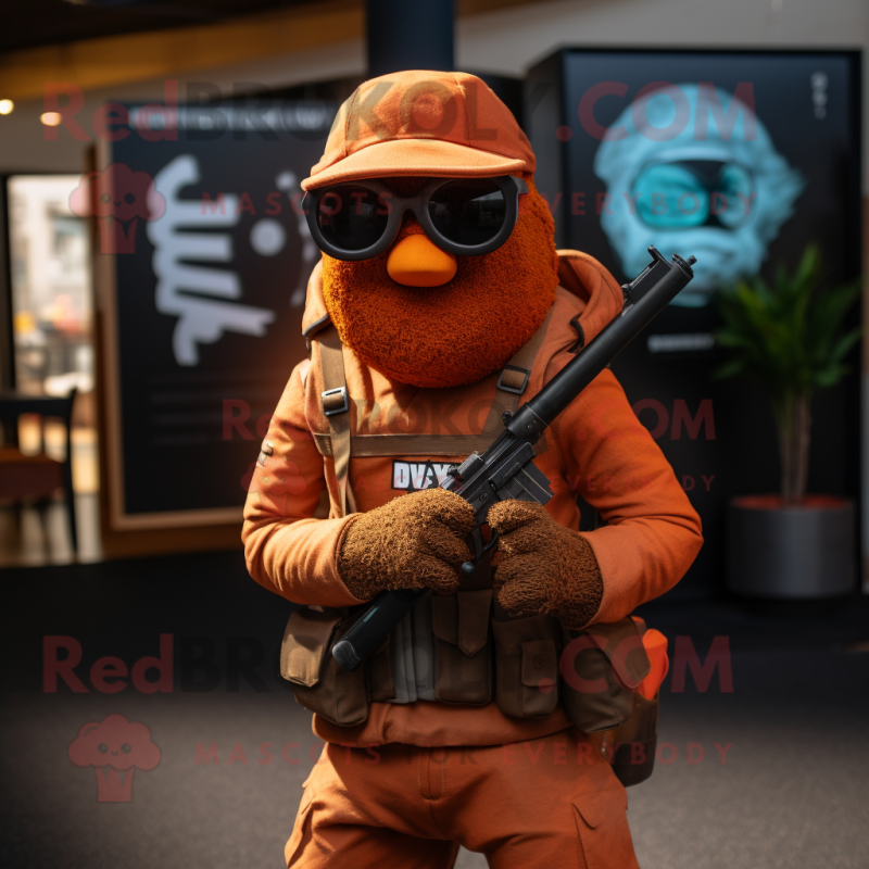 Rust Sniper mascot costume character dressed with a Trousers and Sunglasses