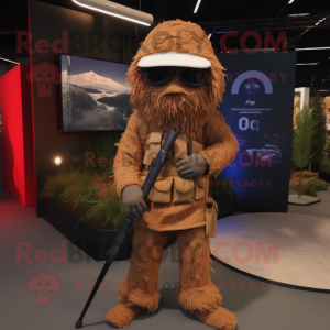 Rust Sniper mascot costume character dressed with a Trousers and Sunglasses