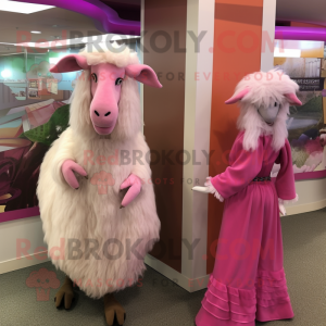 Roze Angora Goat mascotte...