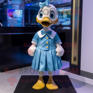 nan Gosling mascot costume character dressed with a Mini Dress and Bow ties