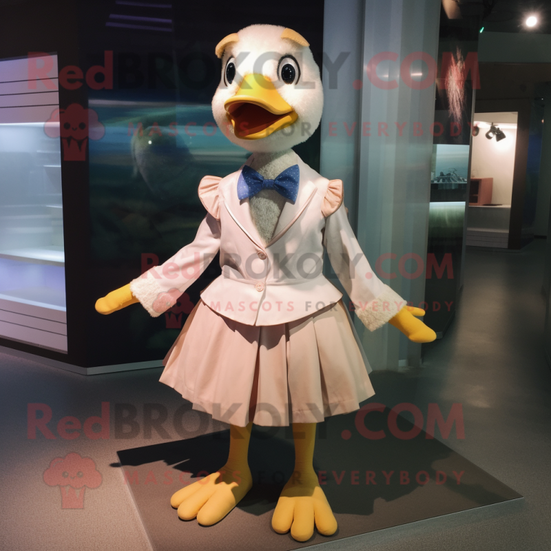 nan Gosling mascot costume character dressed with a Mini Dress and Bow ties nan Gosling mascot costume character dressed with a Mini Dress and Bow ties