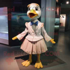 nan Gosling mascot costume character dressed with a Mini Dress and Bow ties