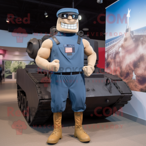 Navy American Soldier mascot costume character dressed with a Tank Top and Anklets