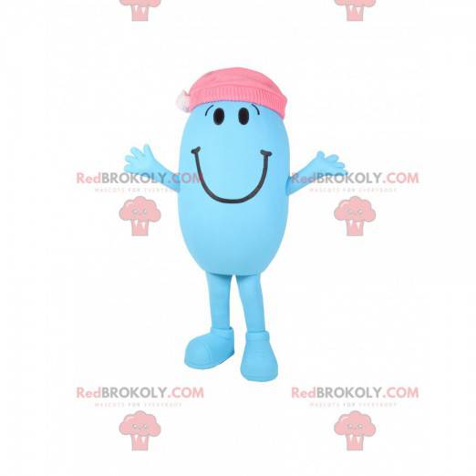 Mascot little blue and oval man with a pink cap - Redbrokoly.com