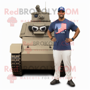 Navy American Soldier mascot costume character dressed with a Tank Top and Anklets