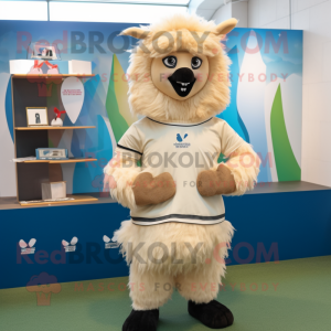 Beige lama mascotte kostuum...