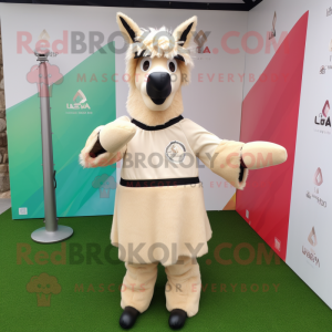 Beige lama mascotte kostuum...