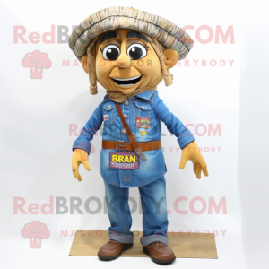 nan Biryani mascot costume character dressed with a Denim Shirt and Necklaces