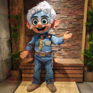 nan Biryani mascot costume character dressed with a Denim Shirt and Necklaces