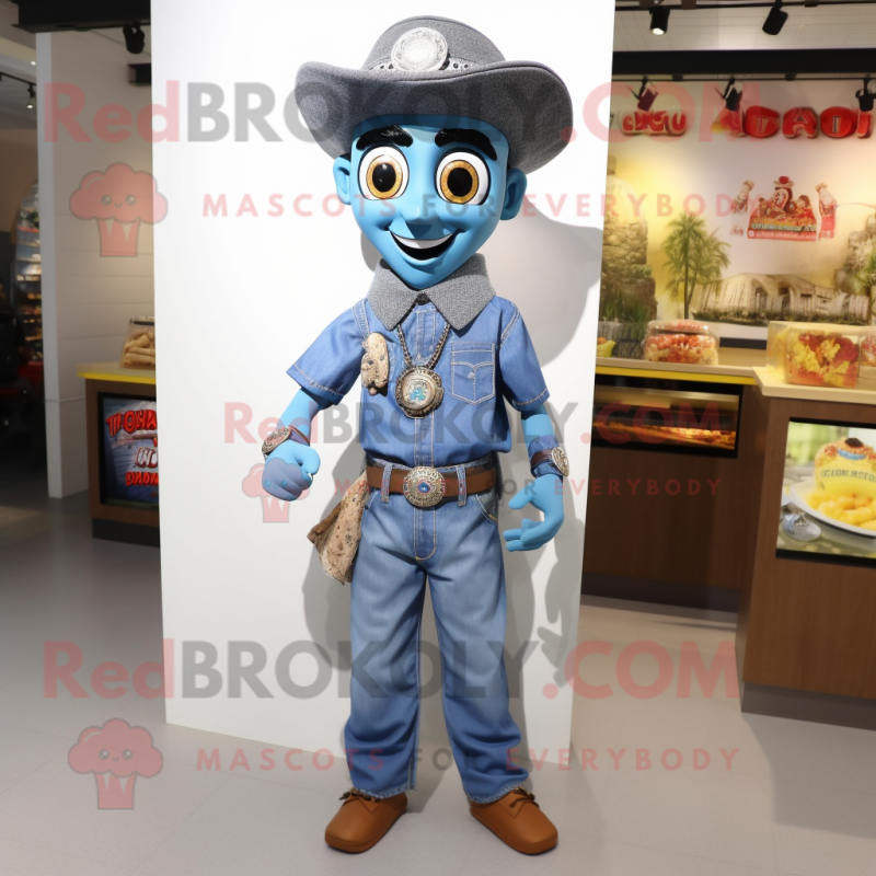 nan Biryani mascot costume character dressed with a Denim Shirt and Necklaces